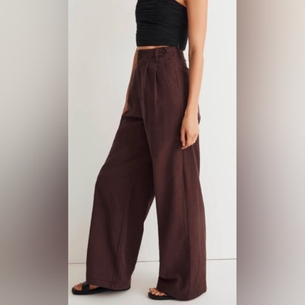 Madewell Wide Leg Pants in Rich Brown